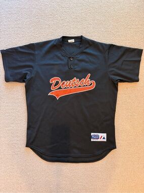 90s Majestic Athletic Mesh Baseball Shirt Henley Men's